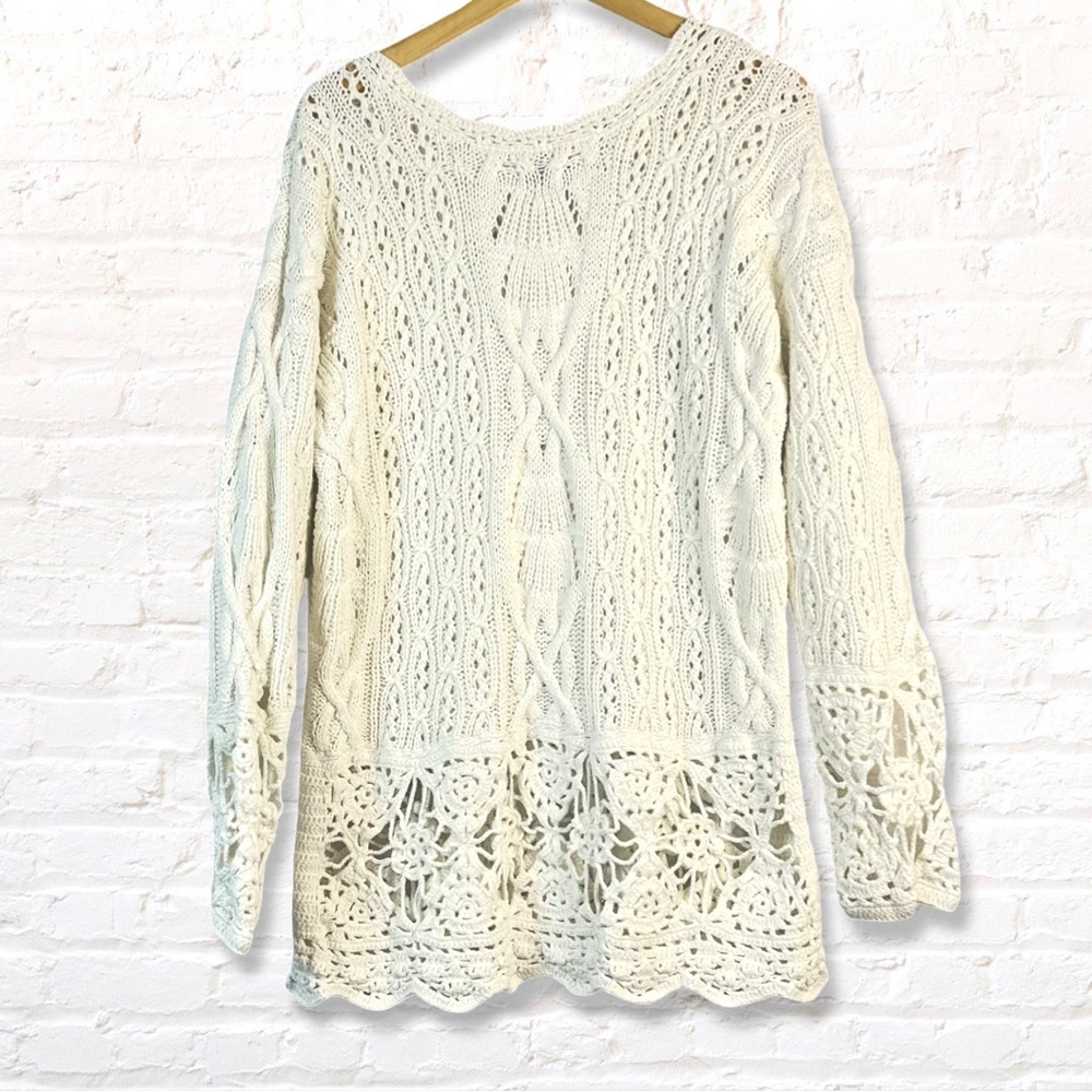 Express Vintage Handknitted Cable Sweater Size Large Cotton Ramie